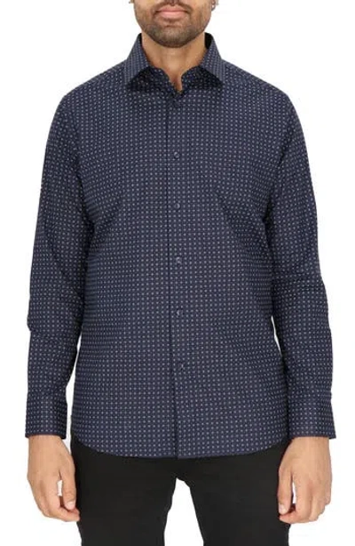 Scotch & Soda Dot Print Modern Fit Dress Shirt In Navy