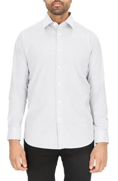Scotch & Soda Dot Print Modern Fit Dress Shirt In White