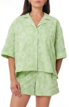 Scotch & Soda Floral-embroidered Shirt In Pistachio