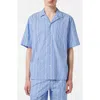 Scotch & Soda Embroidered Relaxed Fit Striped Shirt In Sky Blue