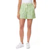 Scotch & Soda Embroidered High Waist Wide Leg Cotton & Linen Shorts In Pistachio