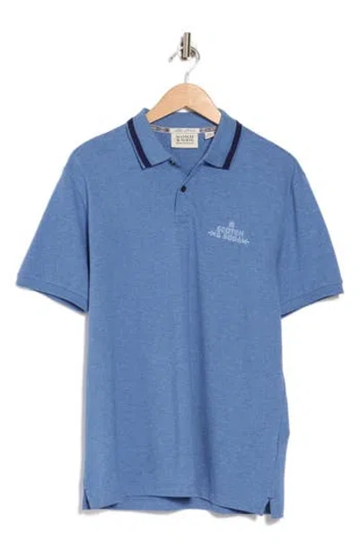 Scotch & Soda Embroidered Logo Piqué Polo In Smart Blue Heather
