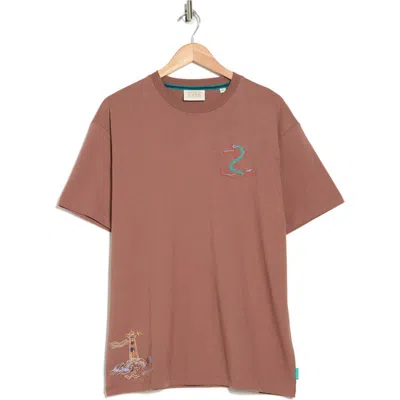 Scotch & Soda Embroidery Cotton T-shirt In Medium Brown