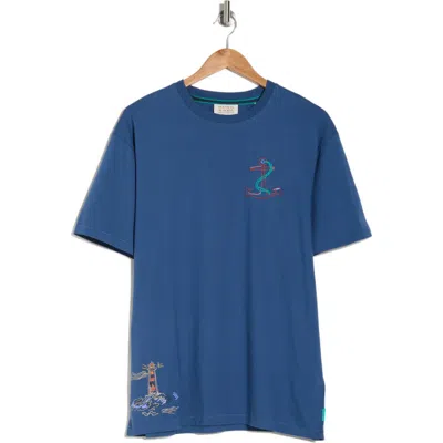 Scotch & Soda Embroidery Cotton T-shirt In Navy