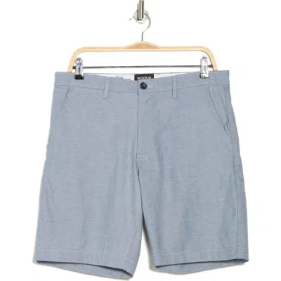 Scotch & Soda Flat Front Stretch Cotton Shorts In Blue