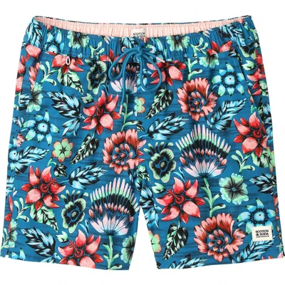 Scotch & Soda Full Bloom Swim Trunks In Industrial Blue