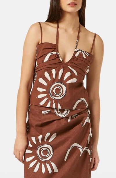 Scotch & Soda Gathered Strappy Tank In Inky Sun Brown