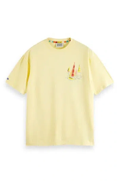 Scotch & Soda Go With The Flow Graphic T-shirt In Med Yellow