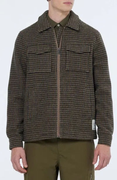 Scotch & Soda Houndstooth Wool Blend Zip Jacket In Black Spring Blue Check