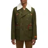 Scotch & Soda Men's Izak Double Breasted Peacoat With Removable Fleece Collar In Classic Green