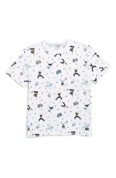 Scotch & Soda Kids' Breakdancer Print T-shirt In Lucent White