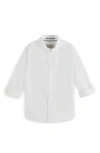 Scotch & Soda Kids' Cotton Dobby Button-down Shirt In White