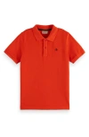 Scotch & Soda Kids' Cotton Piqué Polo In Paprika