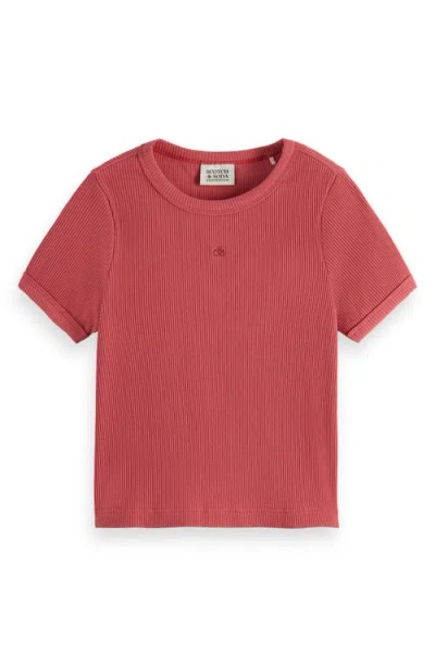Scotch & Soda Kids' Cotton Rib T-shirt In Medium Red