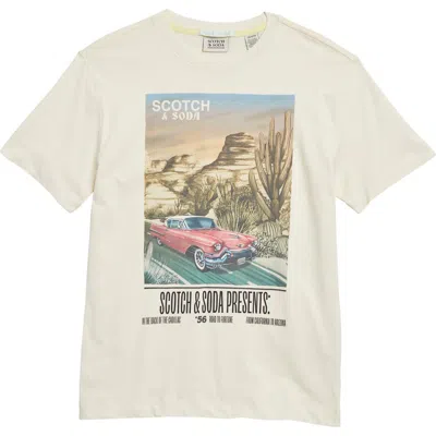 Scotch & Soda Kids' Desert Car Graphic T-shirt In Eggnog