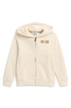 Scotch & Soda Big Boys Graphic Fleece Zip Up Hoodie In Light Beige