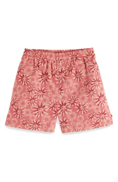 Scotch & Soda Kids' Floral Cotton & Linen Pull-on Shorts In Abstract Flora