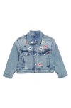 Scotch & Soda Kids' Floral Embroidered Denim Jacket In Light Blue Wash - Denim