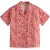 Scotch & Soda Kids' Floral Short Sleeve Cotton & Linen Button-up Shirt In 7971 Abstract Flora