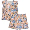 Scotch & Soda Flutter Sleeve Top & Shorts Set In Impatiens Pink