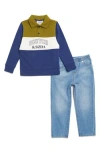 Scotch & Soda Little Boys French Terry Graphic Polo Denim Pant Set, 2- Piece Set In Evening Sky