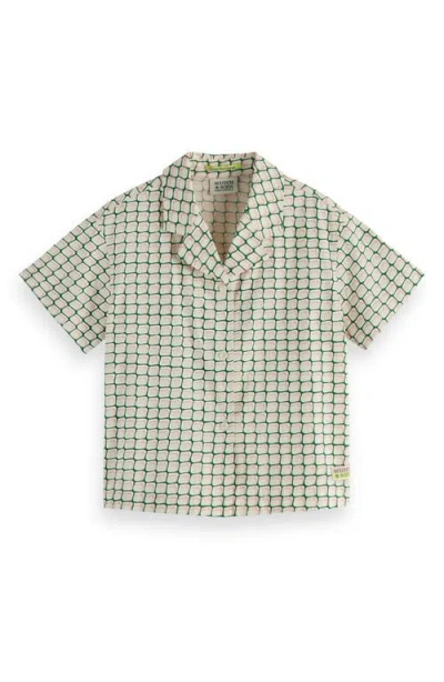 Scotch & Soda Kids' Geo Print Camp Shirt In Doubles Net