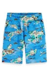 Scotch & Soda Boy's Map-print Bermuda Shorts In Hampton Island