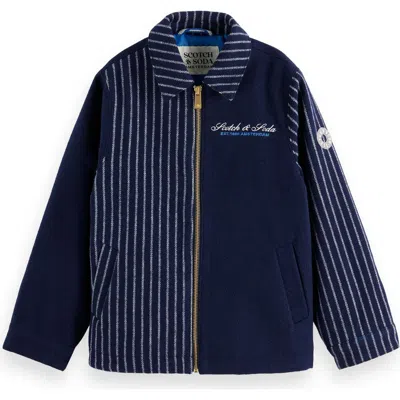 Scotch & Soda Kids' In-between Felted Coach's Jacket In Navy