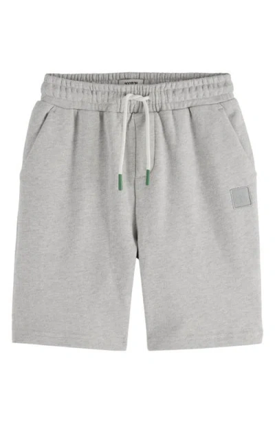 Scotch & Soda Kids' Logo Patch Organic Cotton Sweat Shorts In Gray