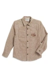 Scotch & Soda Big Boys Long Sleeve Button Up Shirt In Brown