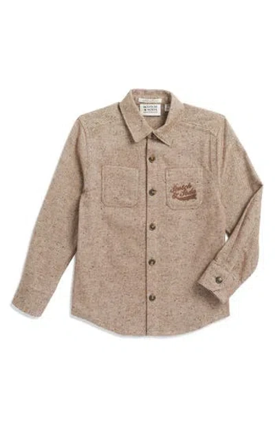 Scotch & Soda Kids' Big Boys Long Sleeve Button Up Shirt In Coffee