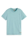 Scotch & Soda Boy's Melange Short-sleeve Crewneck T-shirt In Sea Blue