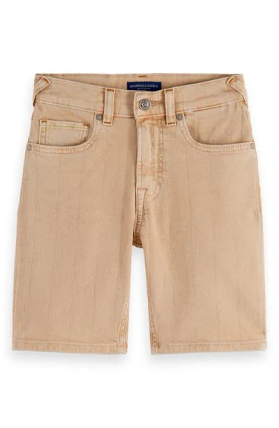 Scotch & Soda Kids' Pitch Loose Fit Denim Shorts In Desert Sand