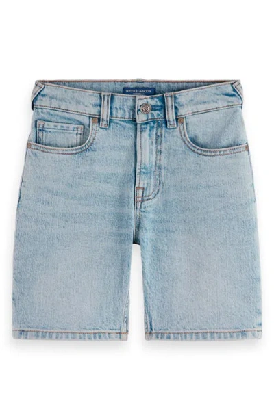 Scotch & Soda Kids' Pitch Loose Fit Denim Shorts In Spring Lights
