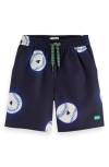 Scotch & Soda Baseball Printed Swimming Trunks In Baseball Navy