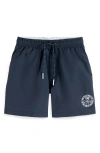 Scotch & Soda Boys' Mid Length Logo Swim Shorts - Little Kid, Big Kid In Night