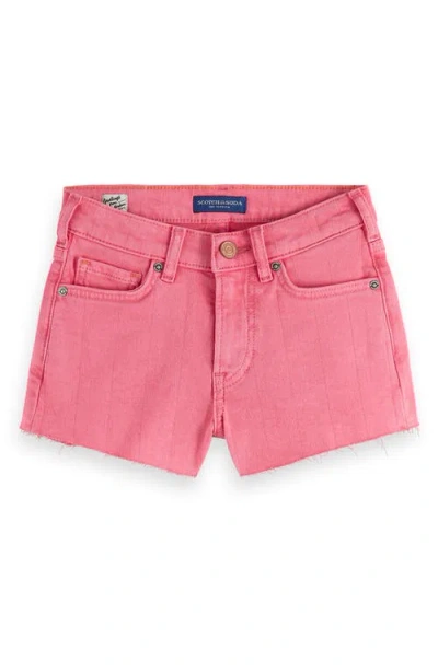 Scotch & Soda Kids' Ray Relaxed Denim Shorts In Electric Pink
