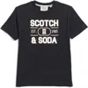 Scotch & Soda Kids' Short Sleeve Graphic Print T-shirt In Black