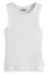 Scotch & Soda Kids' Slim Fit Ribbed Cotton Tank In White