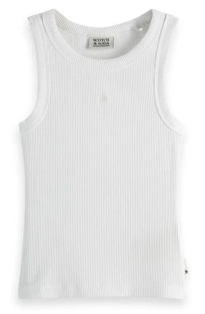 Scotch & Soda Kids' Slim Fit Ribbed Cotton Tank In White