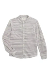 Scotch & Soda Kids' Space Dye Pique Button-up Shirt In White/pastel