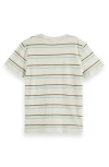 Scotch & Soda Kids' Stripe Cotton & Linen T-shirt In Light Beige