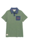 Scotch & Soda Kids' Stripe Johnny Colar Polo In Myrtle