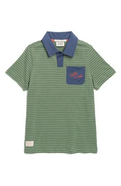 Scotch & Soda Kids' Stripe Johnny Colar Polo In Myrtle
