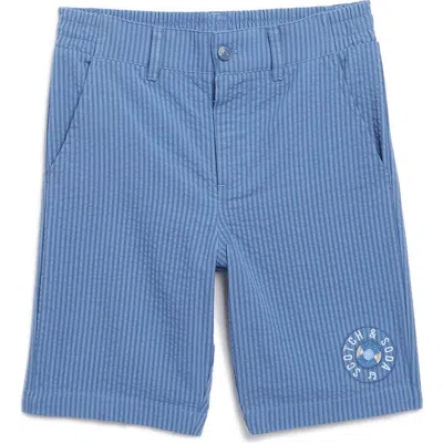 Scotch & Soda Kids' Stripe Seersucker Shorts In Sargasso Sea
