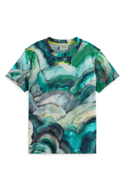 Scotch & Soda Kids' Swirl Print T-shirt In Abstract Fungi