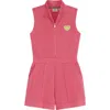Scotch & Soda Kids' Tennis Appliqué Jersey Zip-up Romper In Desert Rose