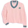 Scotch & Soda Kids' Tennis Group Cable Knit Sweater In Impatiens Pink