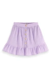 Scotch & Soda Kids' Textured Cotton Skirt In Bright Lavender