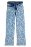 Scotch & Soda Kids' The Wave Floral Wide Leg Denim Jeans In Abstract Flora